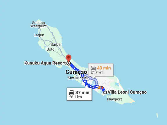 Route to Kunuku Aqua Resort from Villa Leoni